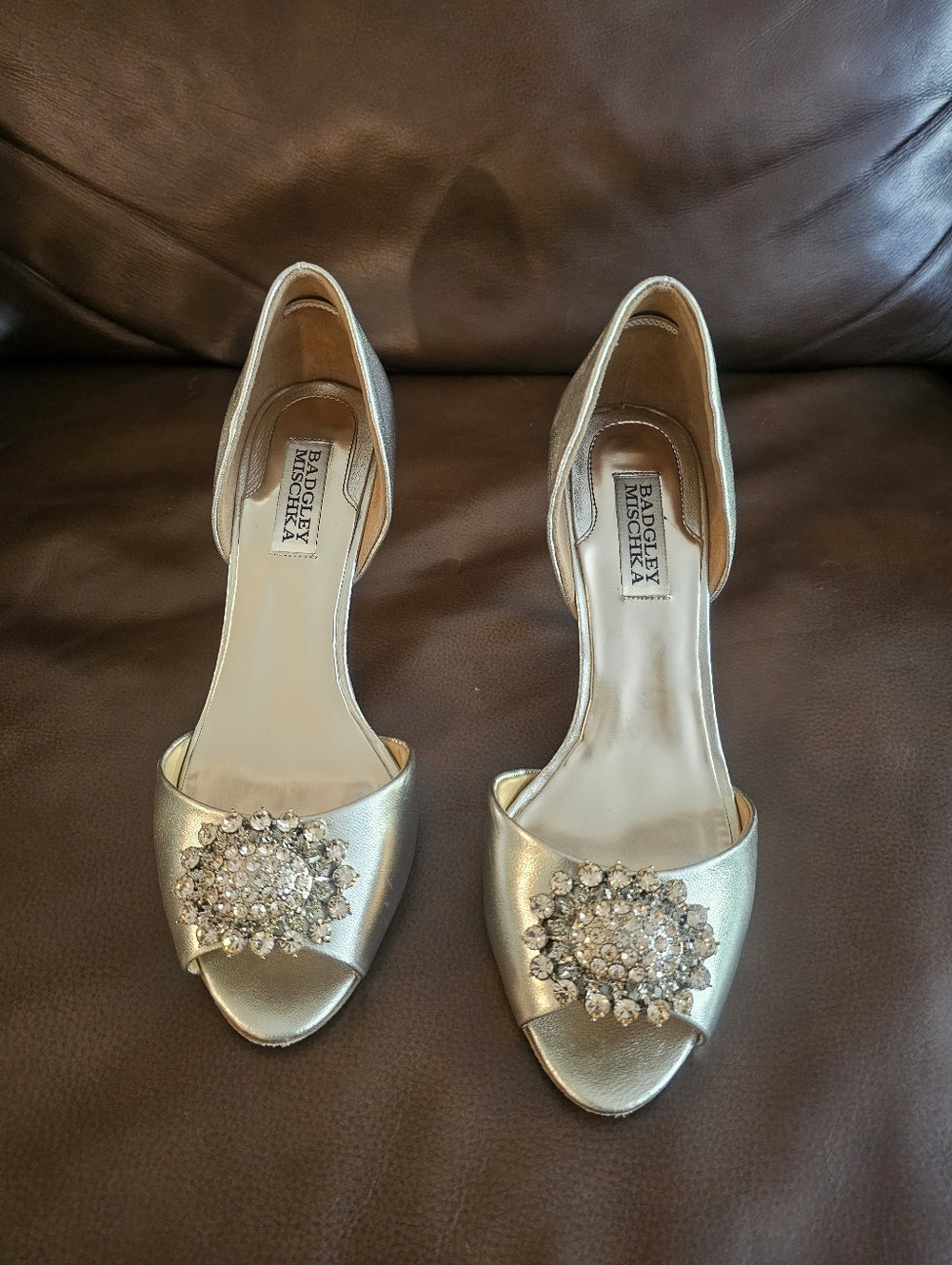 Badgley Mischka Metallic Gold Crystal Heels